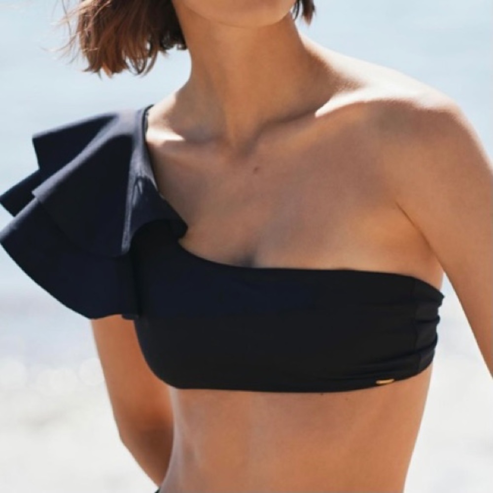 NWT Boamar Black Passion Ruffle Bikini Top XL